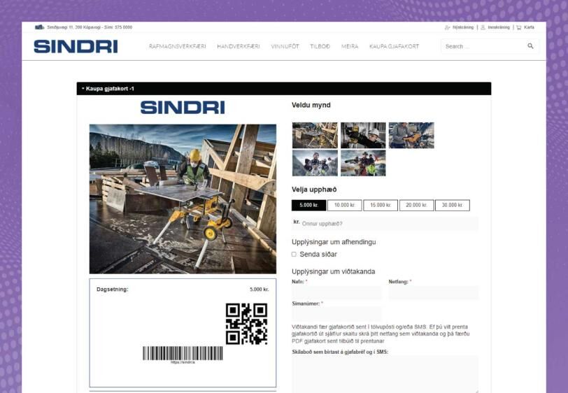 Ecommerce website design sindri.is